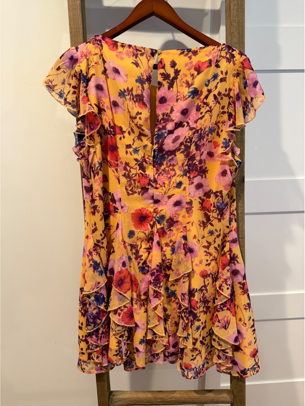 BHLDN SLEEVELESS RUFFLED CHIFFON MINI DRESS - Picture 4 of 8